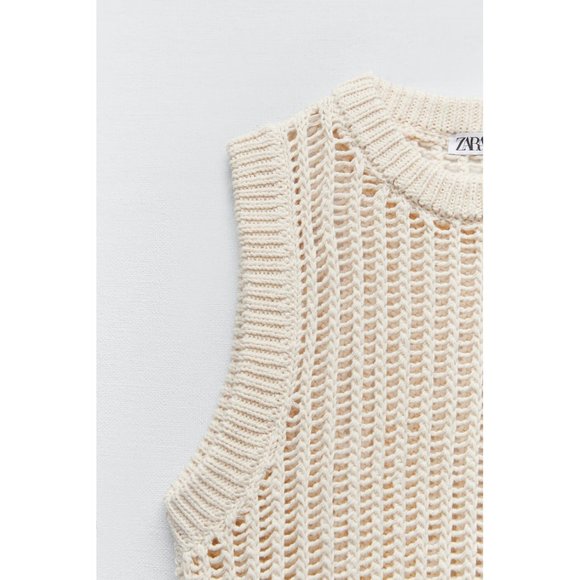 NWT ZARA OFF WHITE ECRU KNIT CROP TOP  *SOLD OUT* - Picture 5 of 5